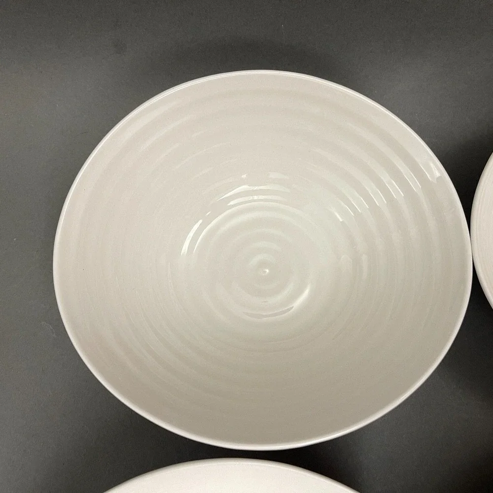 Sophie Conran Portmeirion White Soup‎ Cereal Bowls Ribbed Lot of 4